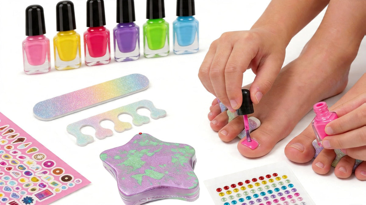 Pedicure Play Set for Girls 8+, 320+ Pieces Pretend Spa Kit with Colorful Nail Polishes & Stickers — image 7