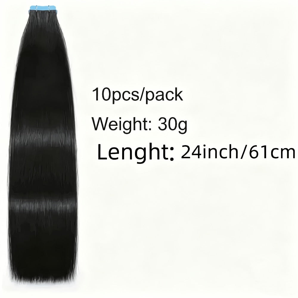 Tape In Hair Extensions Human Hair Straight Natural Black 1B Seamless Skin Weft 10pcs 30g 16 20 22 24 Inch Invisible Blend fo