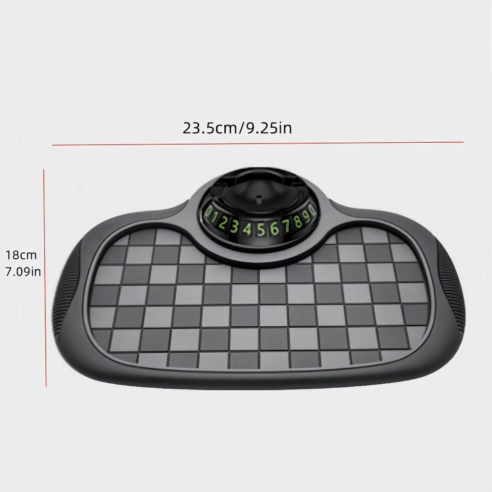 Car Dashboard Anti-Slip Pad with Phone Holder & Digital Number Plate Stickers – Multifunctional Non-Slip Dashboard Storage Ma