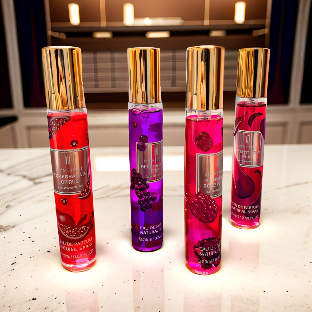 Travel Size Perfume Set for Women – Mystical 4-Piece Fresh Fruity Fragrance Kit 20ml Each, Layered Front Mid & Base Notes — i