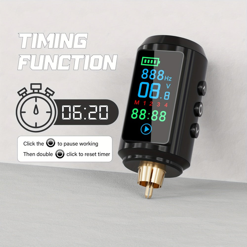 P7 1600mAh Cordless Tattoo Power Supply with Color Screen, Four Memory Modes and RCA Connector — image 10