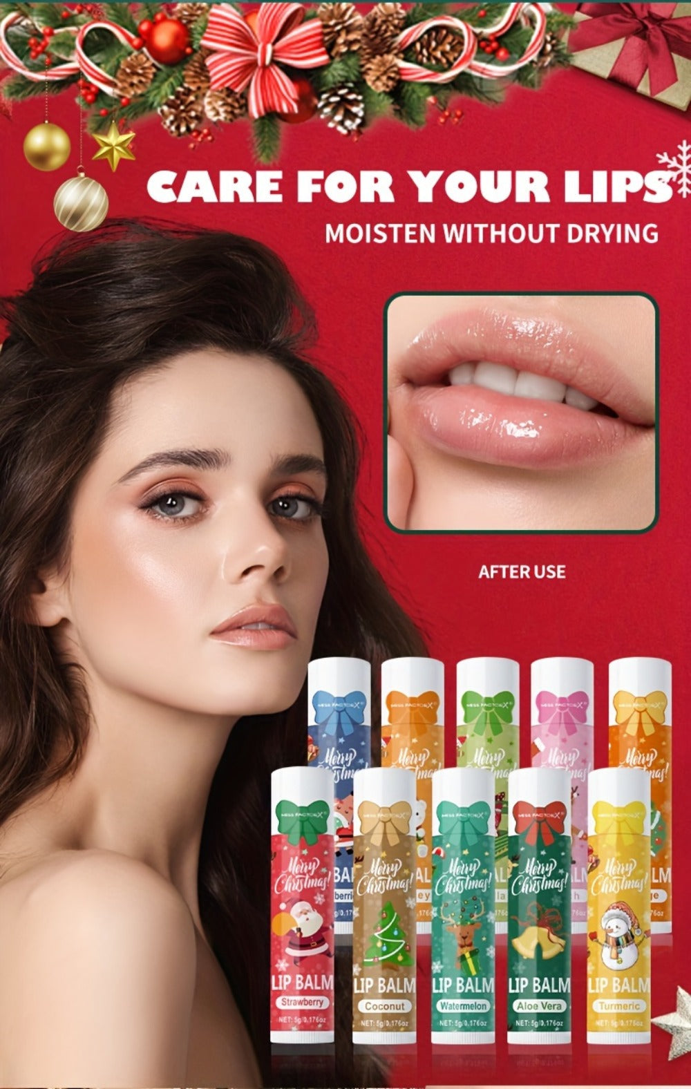 Moisturizing Lip Balm Set 10-Pack with Vitamin E – MISS FACTORX Natural Look Lipstick Collection for Women, Hydrating & Nouri