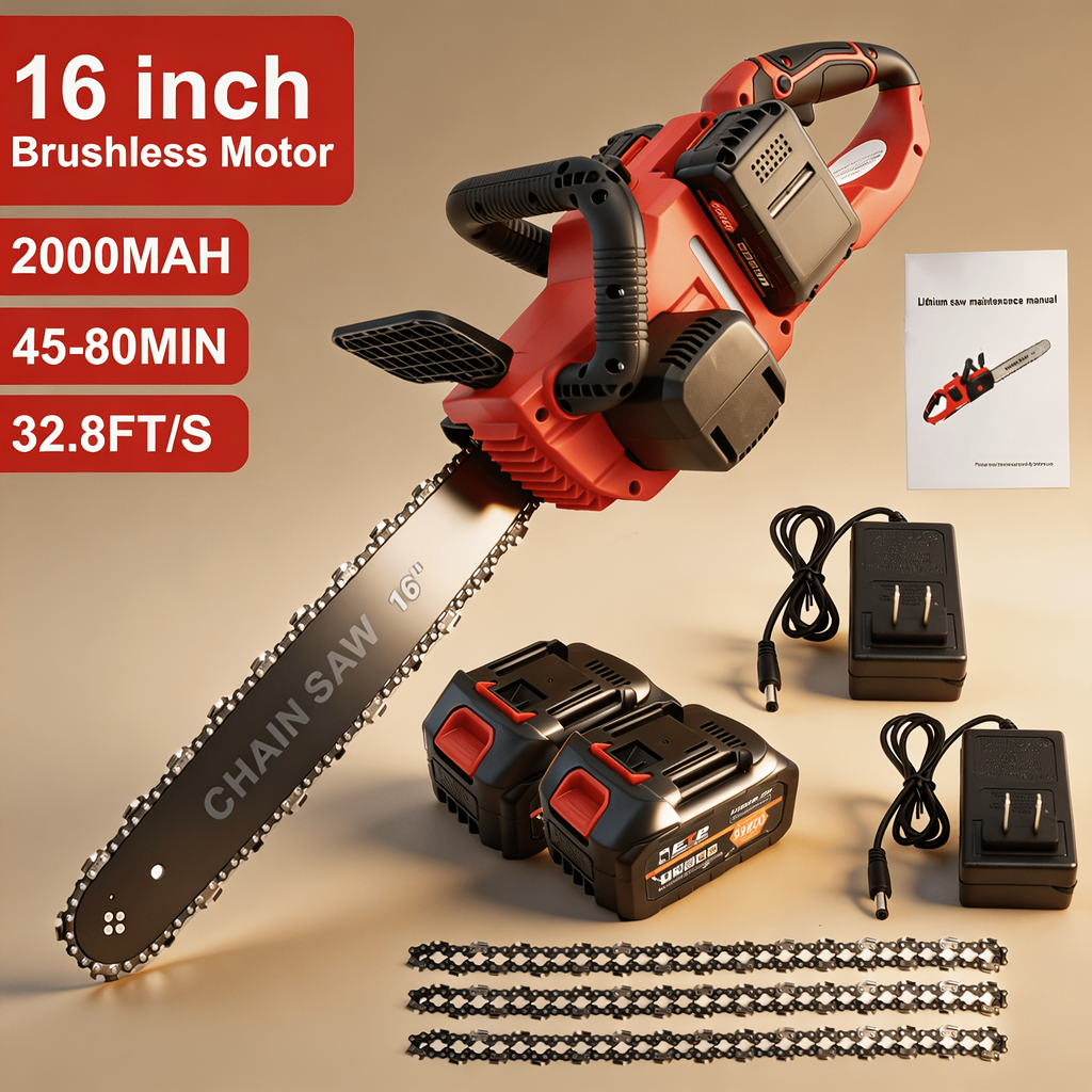Cordless Brushless Chainsaw Kit with 12- or 16-Inch Guide Bar, Two Batteries, Charger and Cutting Accessories — image 6