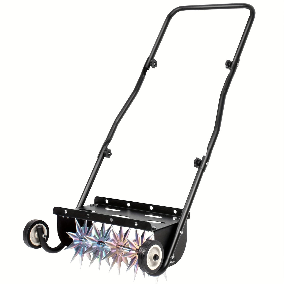Rolling Lawn Aerator Push Spike 16.5" with 5-Star Steel Tines, Weight Tray & Steel Handle for Deep Soil Aeration — image 1