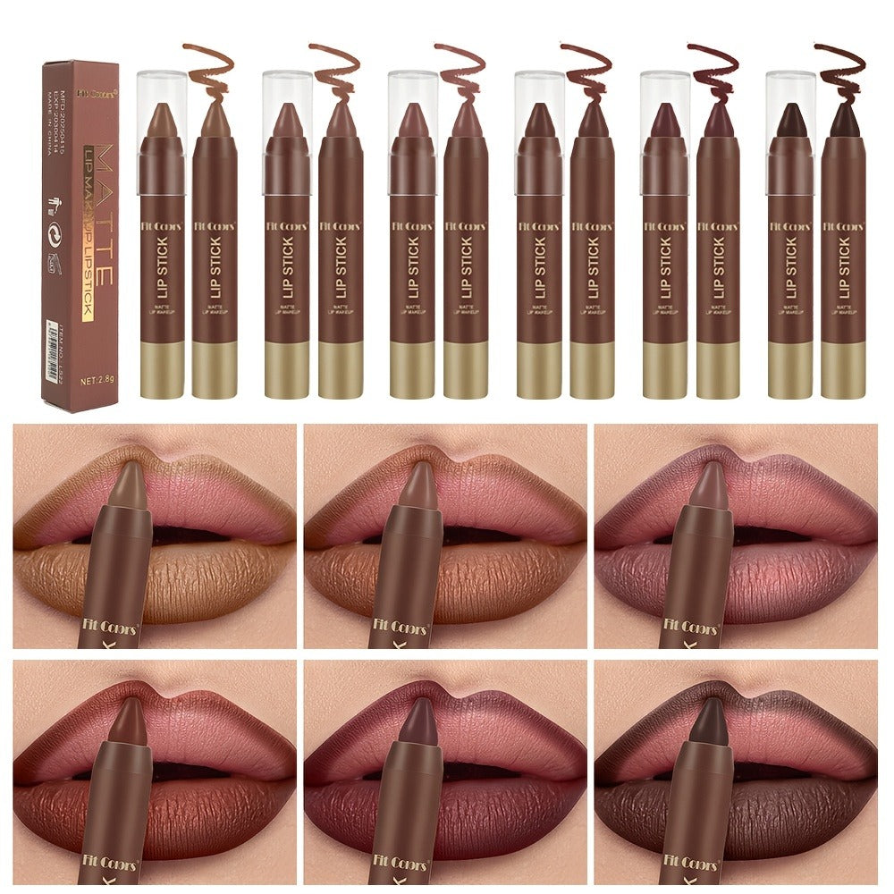 Lipstick Set, Fit Colors 6-Piece Matte Crayon Collection with Brown, Nude, Pink and Purple Colors — image 2
