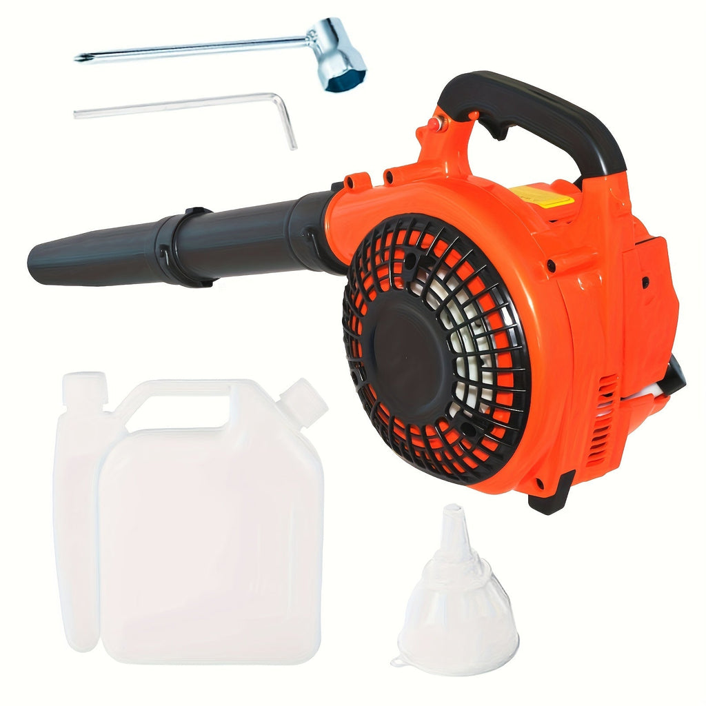 26CC Two-Cycle Gas Leaf Blower in Orange with Handheld Body, Two Straight Tubes, Fuel Container and Funnel — image 1