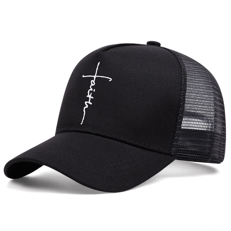 Cross English Embroidery Breathable Baseball Cap