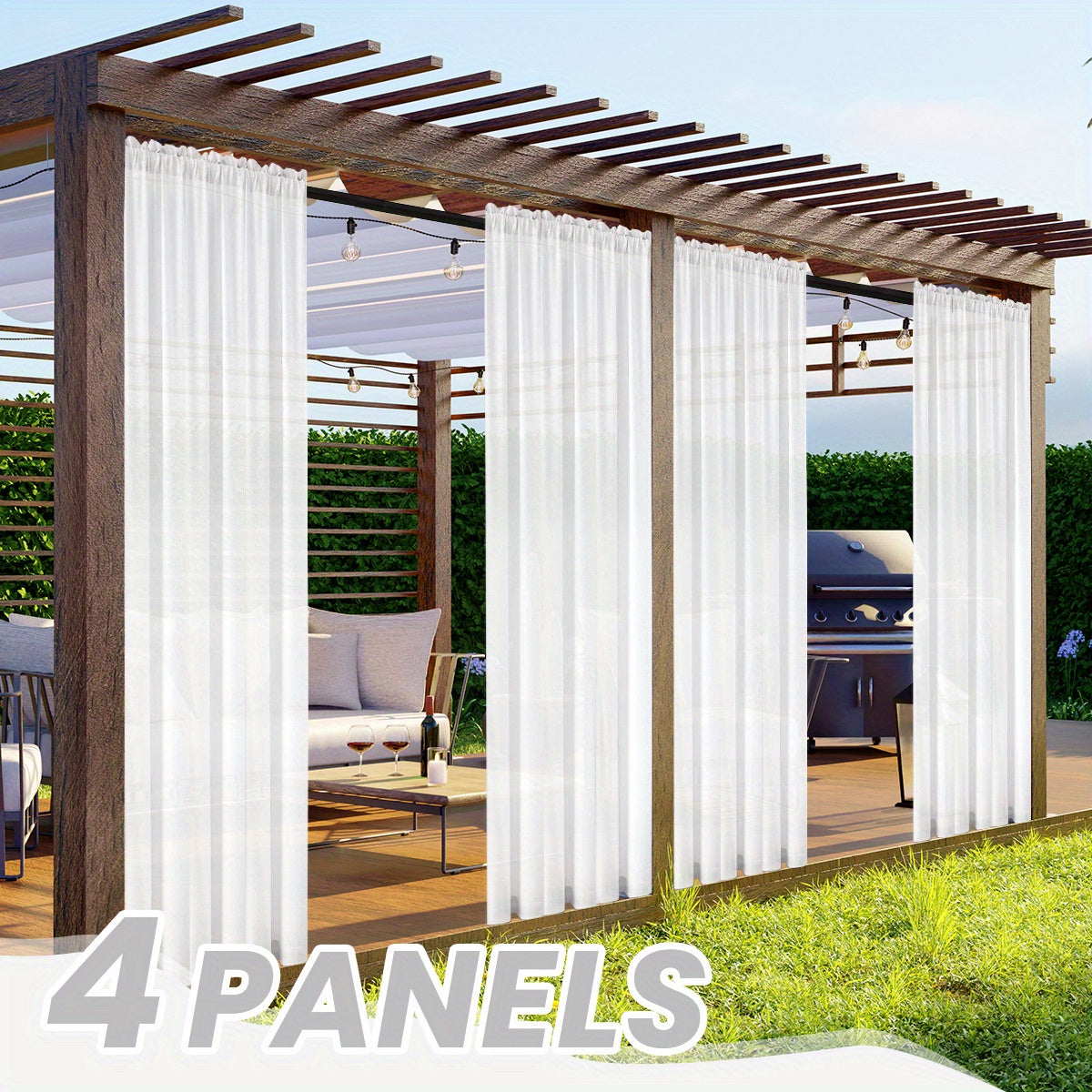 Four-Panel Rod-Pocket Window Curtain Set with Linen-Look Surface, 13 Colors and Seven Length Options — image 1