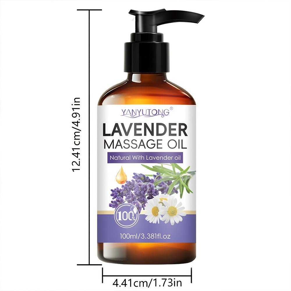 Lavender Massage Oil for Body 3.38oz – Natural Nourishing & Hydrating Formula for All Skin Types, Calming Aromatherapy, Coupl