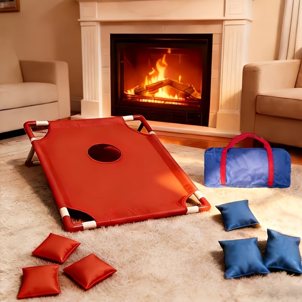 Portable Cornhole Game Set for Outdoor, 2 Boards with 12 Bean Bags & Storage Bag, Blue & Red — image 2