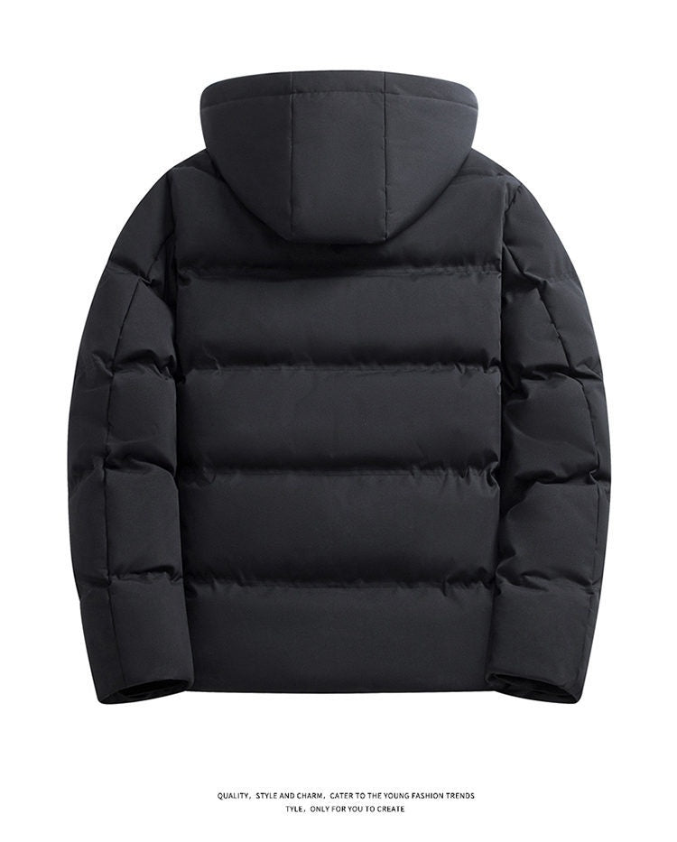 Mens Padded Cotton Coat With Fleece-Lined Detachable Hood