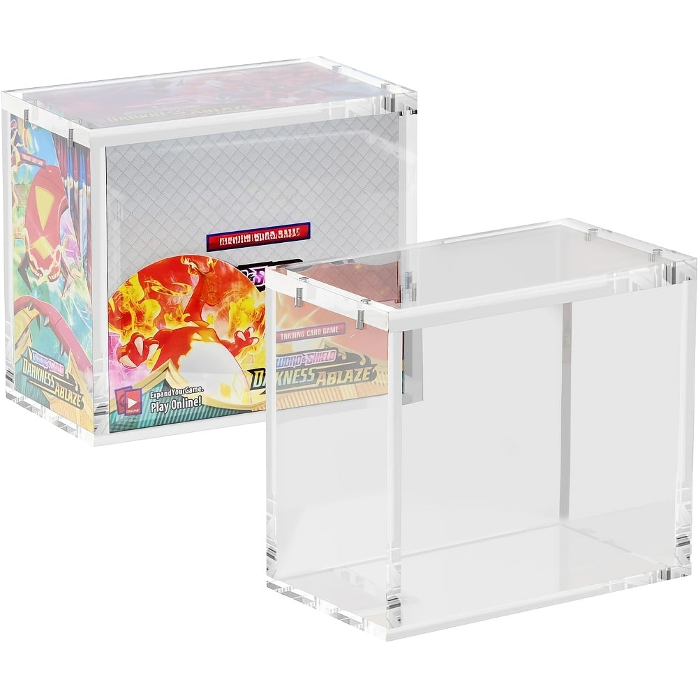 Pokemon Booster Box Acrylic Display Case – Stackable 6mm+6mm+3mm Thick Clear Case with Magnetic Lid for PKMN Booster Box Stor