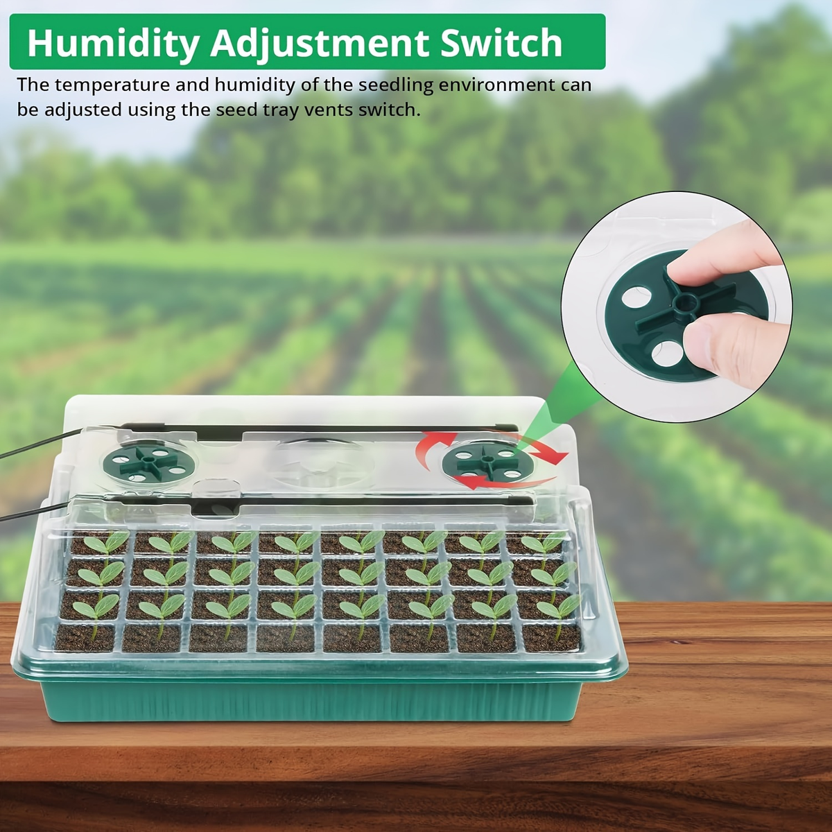 Seed Starting Tray Kit 4-Set 160 Cells High Dome | 8 LED Grow Lights Smart Timer 3 Modes 5 Brightness | Indoor Greenhouse Ger