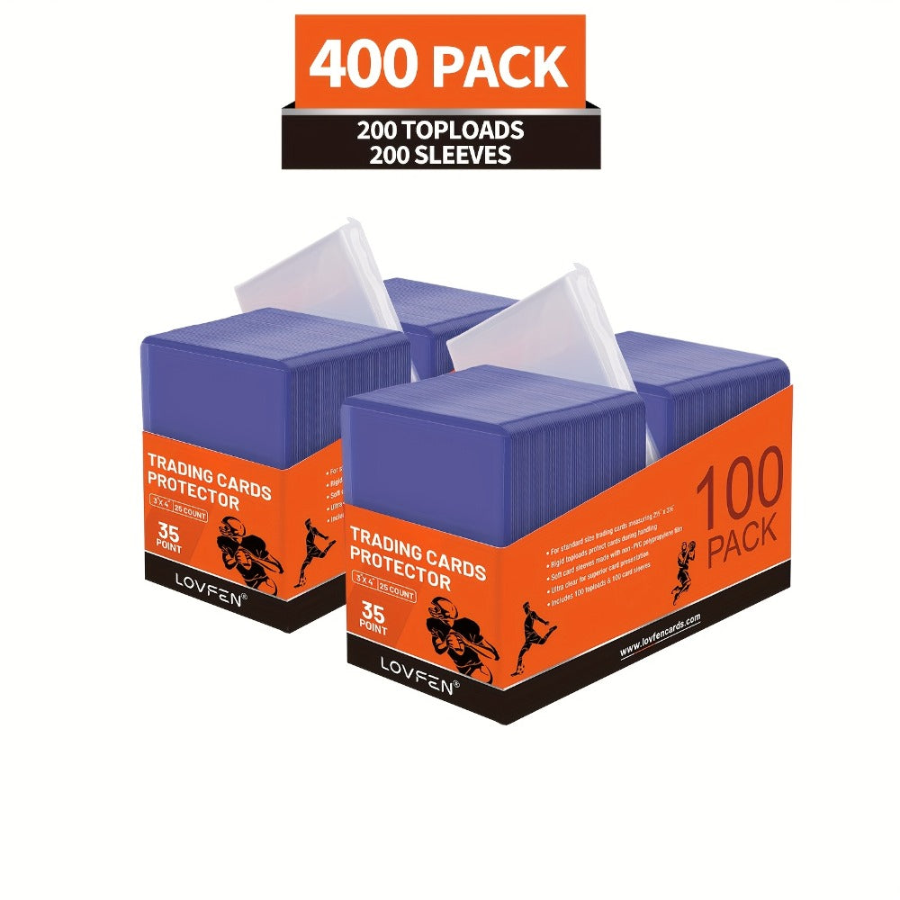 Trading Card Top Loaders and Sleeves 400 Pack, 3x4 Hard Plastic Baseball Card Protectors with Soft Penny Sleeves — image 1