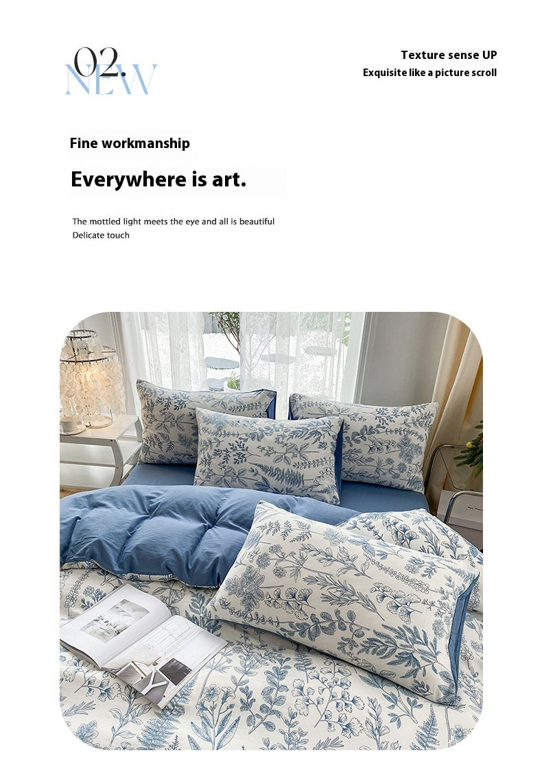 Soft Pastoral Style Double-layer Yarn Four-piece Bedding Set