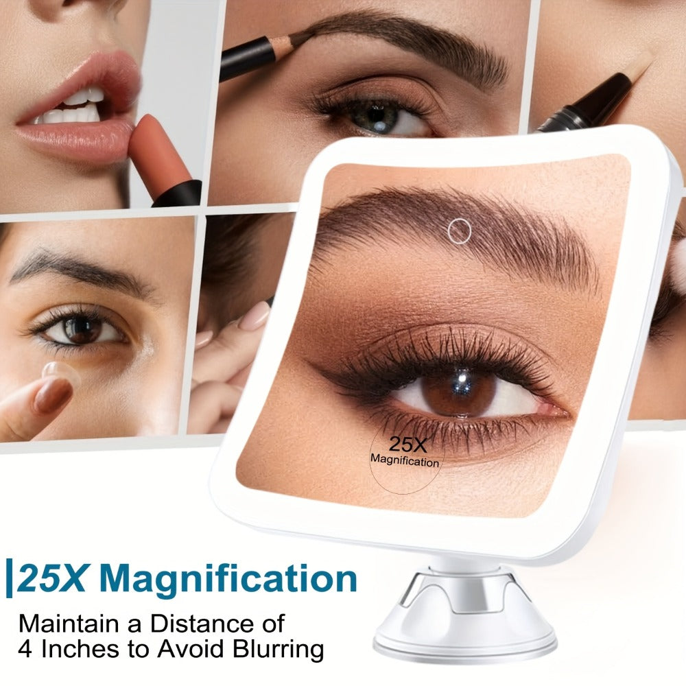 25X Magnifying Mirror with LED Light Suction Cup Mount, for Makeup, Travel and Everyday Vanity Use — image 11