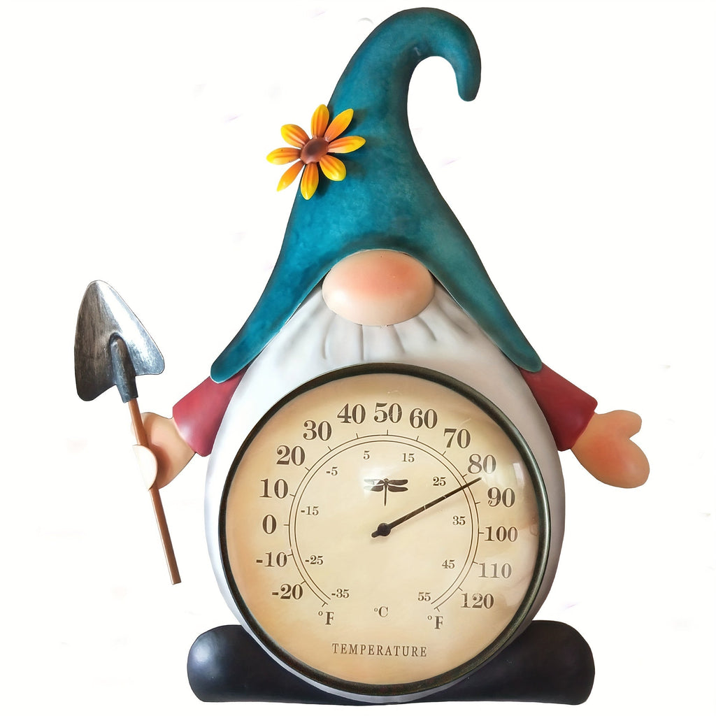 Outdoor Thermometer Metal Gnome | Wall Decor Patio Garden Indoor — image 2