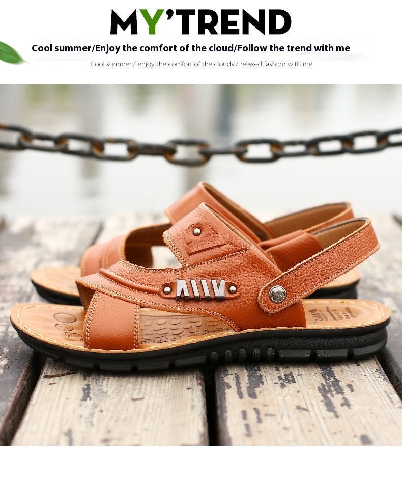 First Layer Cowhide Men's Sandals Summer Genuine Leather Sandals