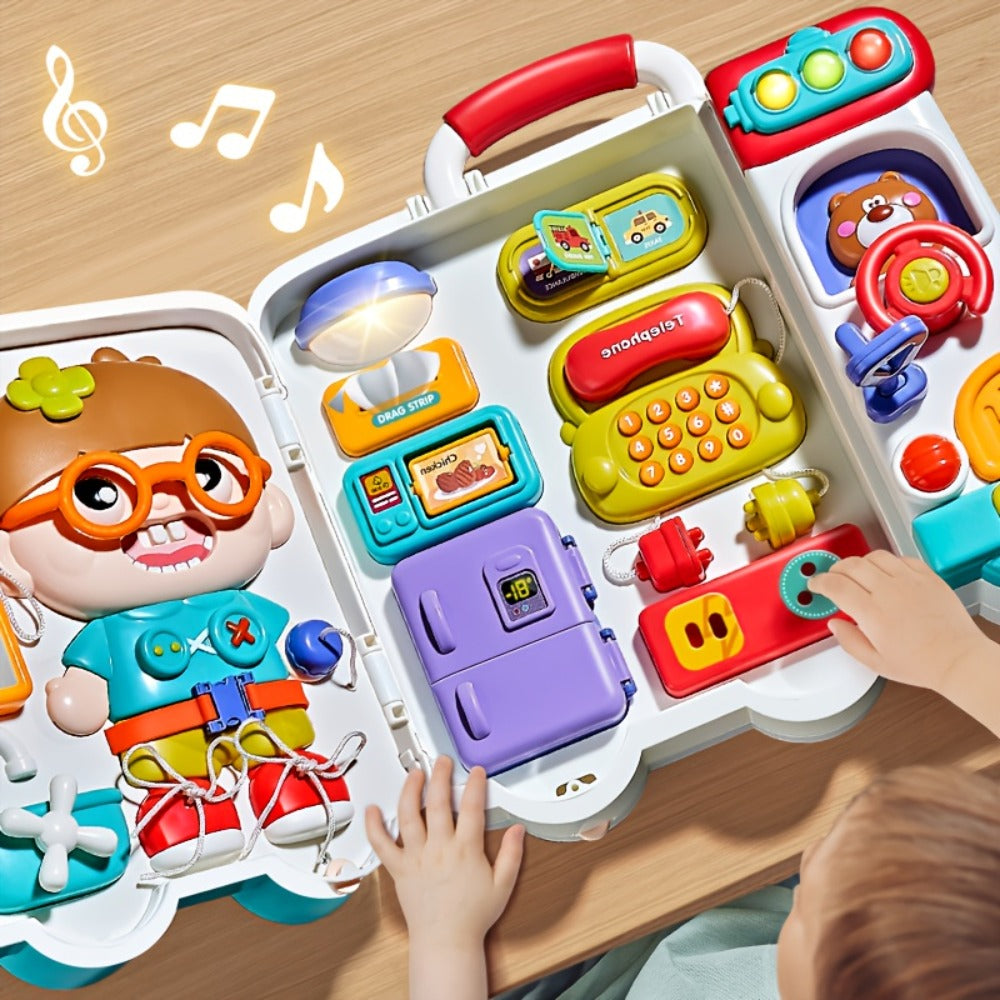Montessori Busy Board for Toddlers 1-3, 54-in-1 Sensory Activity Board with Zippers Buckles Locks — image 1