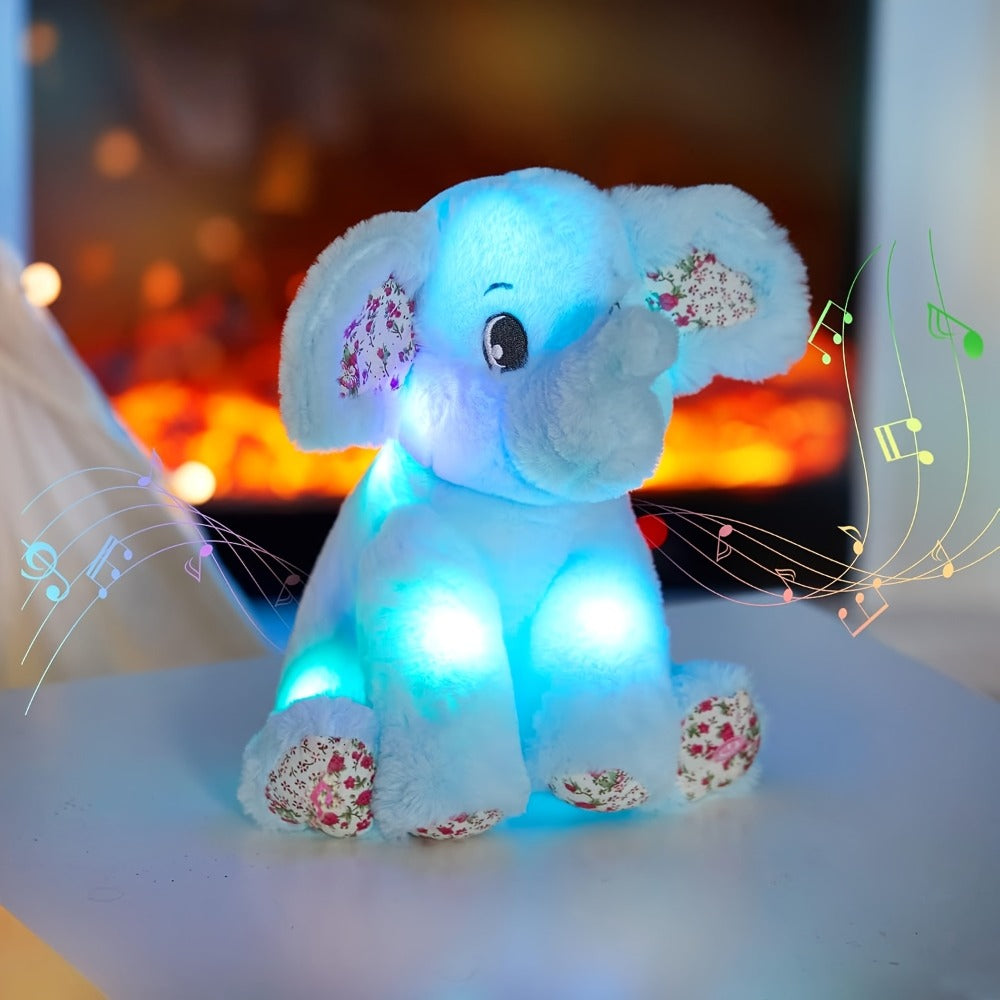 Plush Toy Blue Elephant with LED Glow and Optional Lullaby Music for Soft Room Display and Gifting — image 3