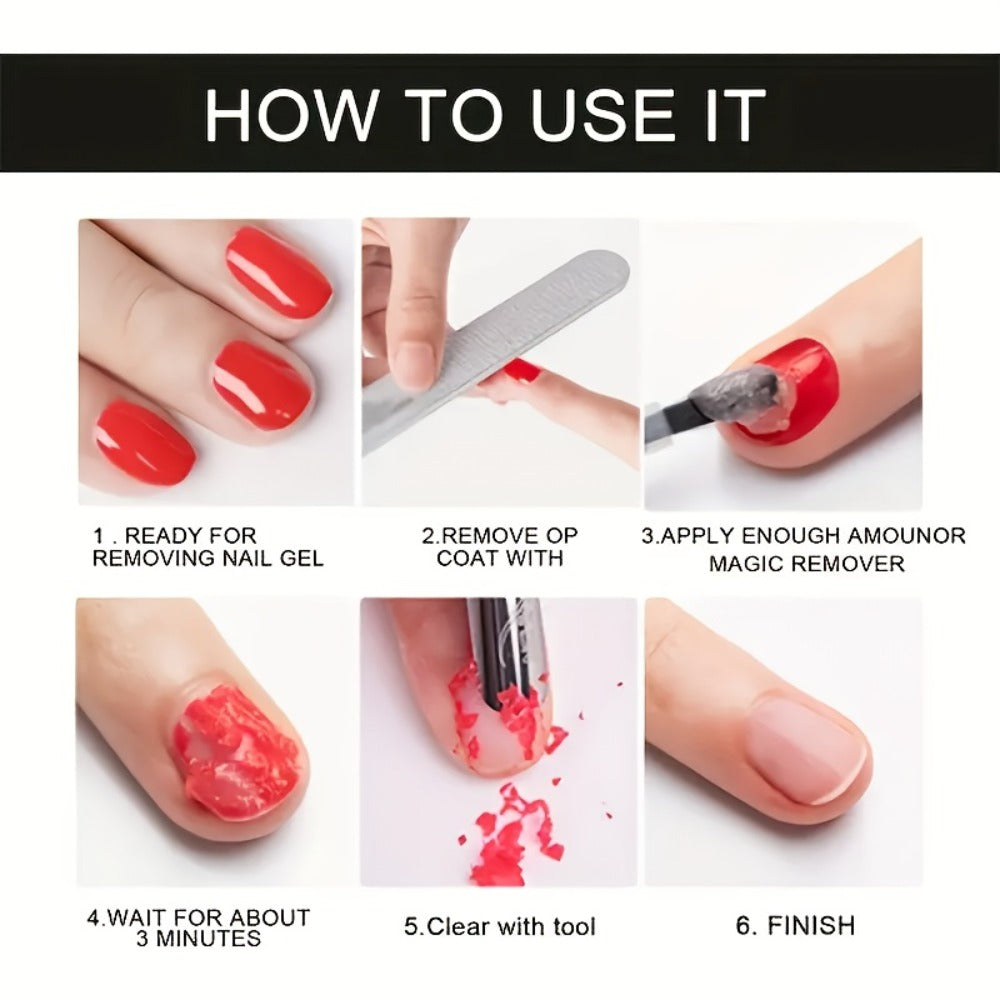 Gel Nail Polish Remover 3pcs Set – Soak Off Gel Nails, Nail Glue & Acrylic Nails in 2-3 Minutes | Fast Gentle Formula for Hom