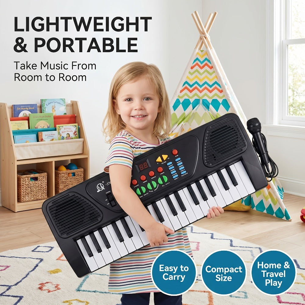 Kids Electronic Keyboard with Microphone, Black, Music Learning Toy for Boys & Girls, Sing-Along Piano Instrument — image 8