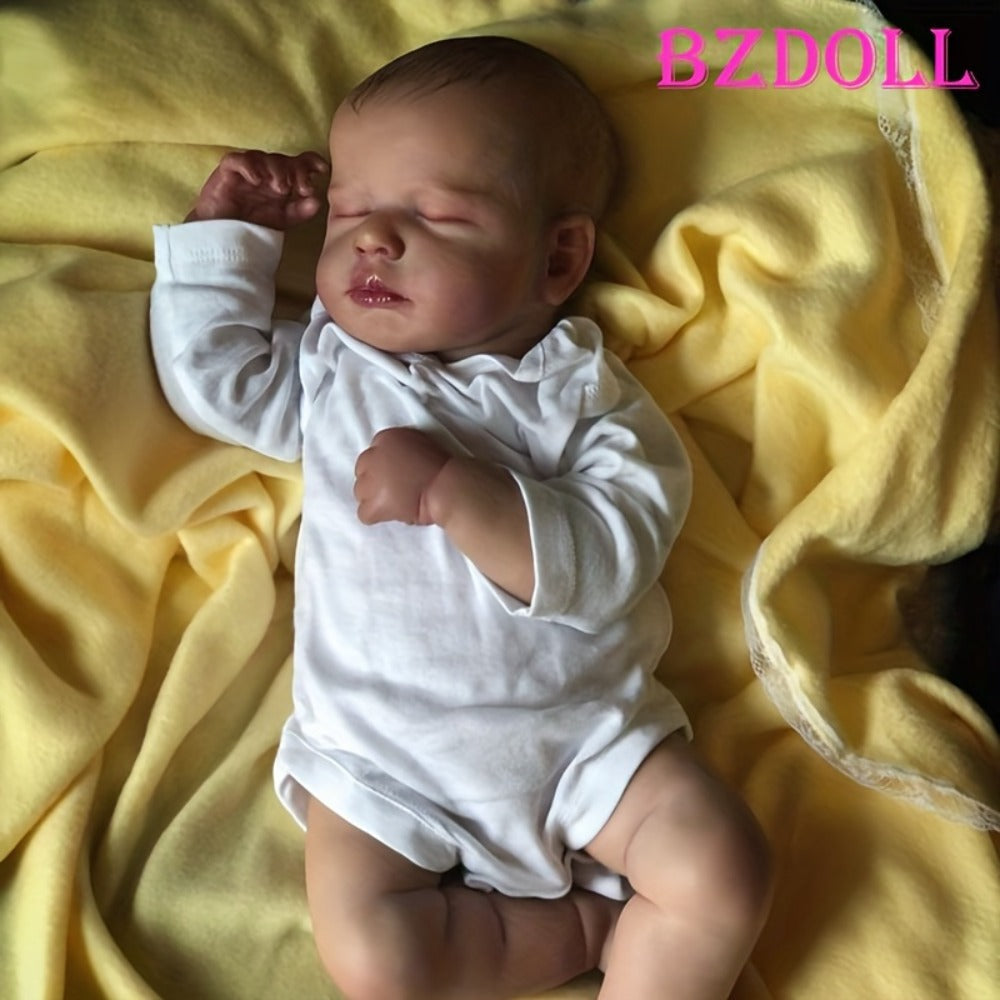 Sleeping 20-Inch Baby Doll with Cloth Body, White Long-Sleeve Outfit and 50 cm Size Label for Display — image 4