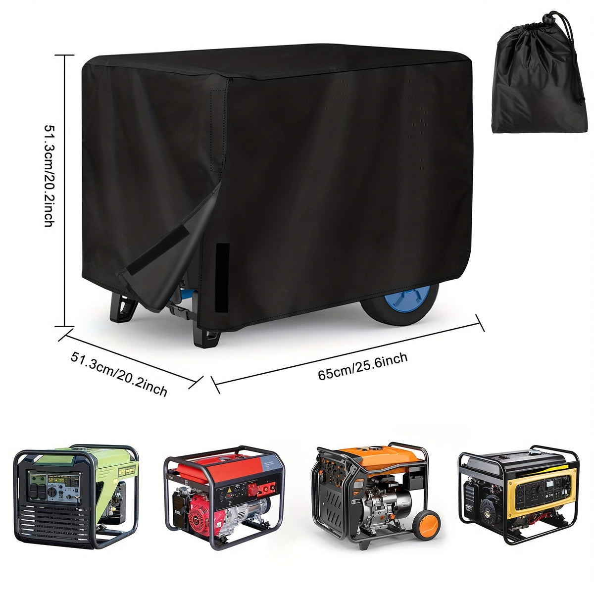 Generator Cover, Oxford Cloth Portable Generator Protector with Elastic Drawstring, UV & Rain Protection — image 3