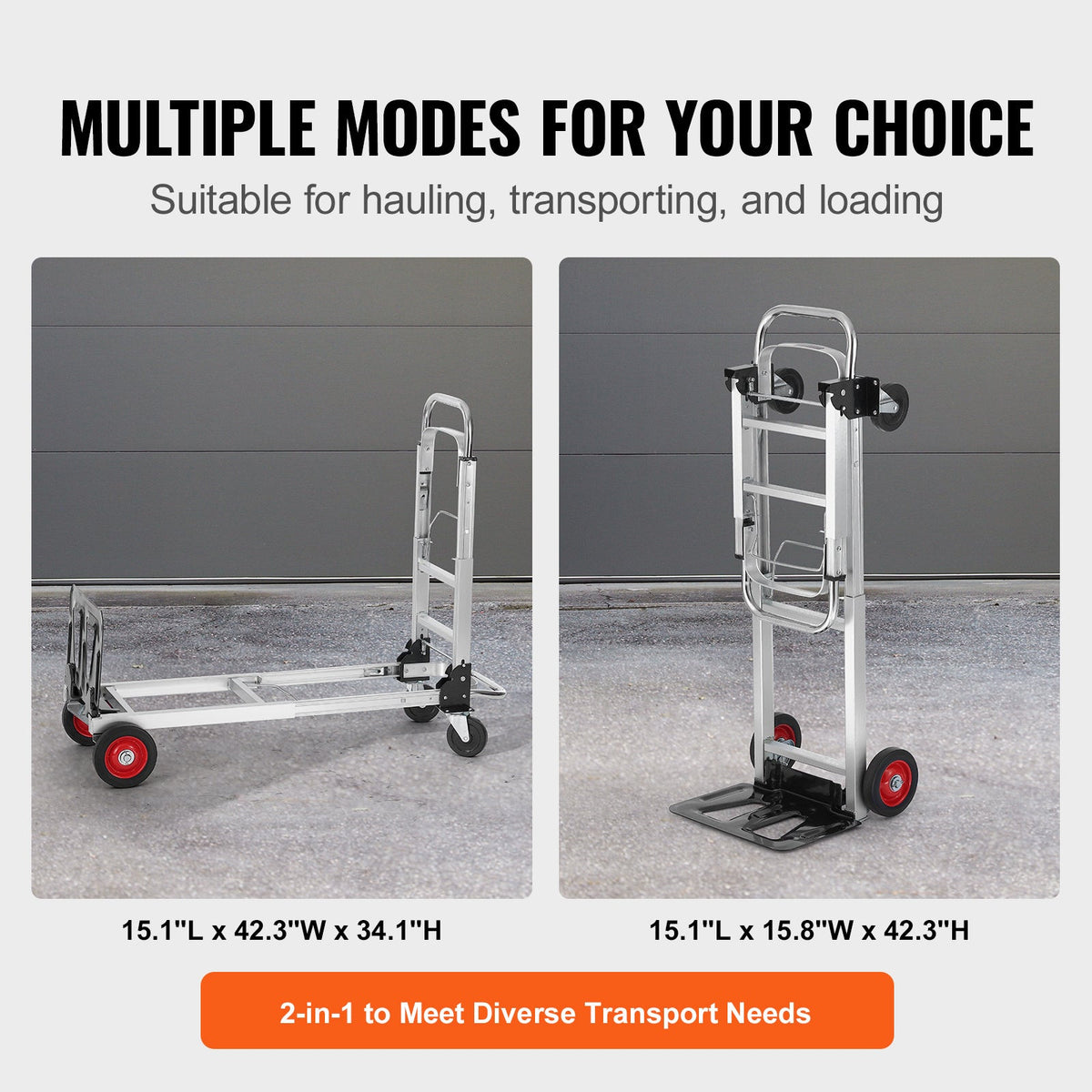 Convertible Folding Hand Truck and Platform Cart with 400 lb Platform and 250 lb Upright Load Labels — image 4