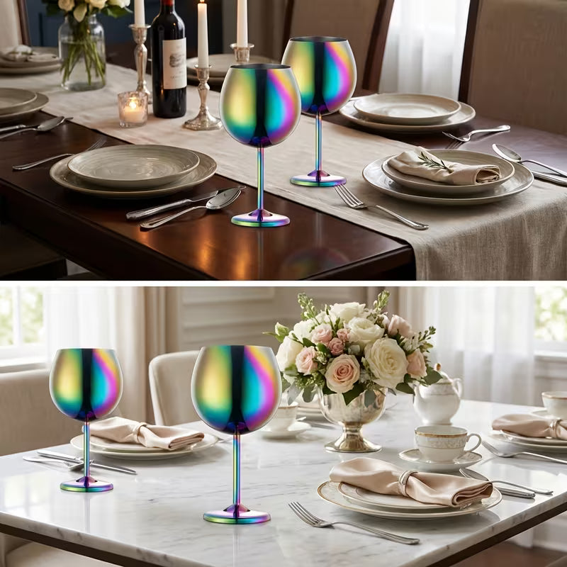 2-Piece Stainless Steel Spherical Wine Glass Set