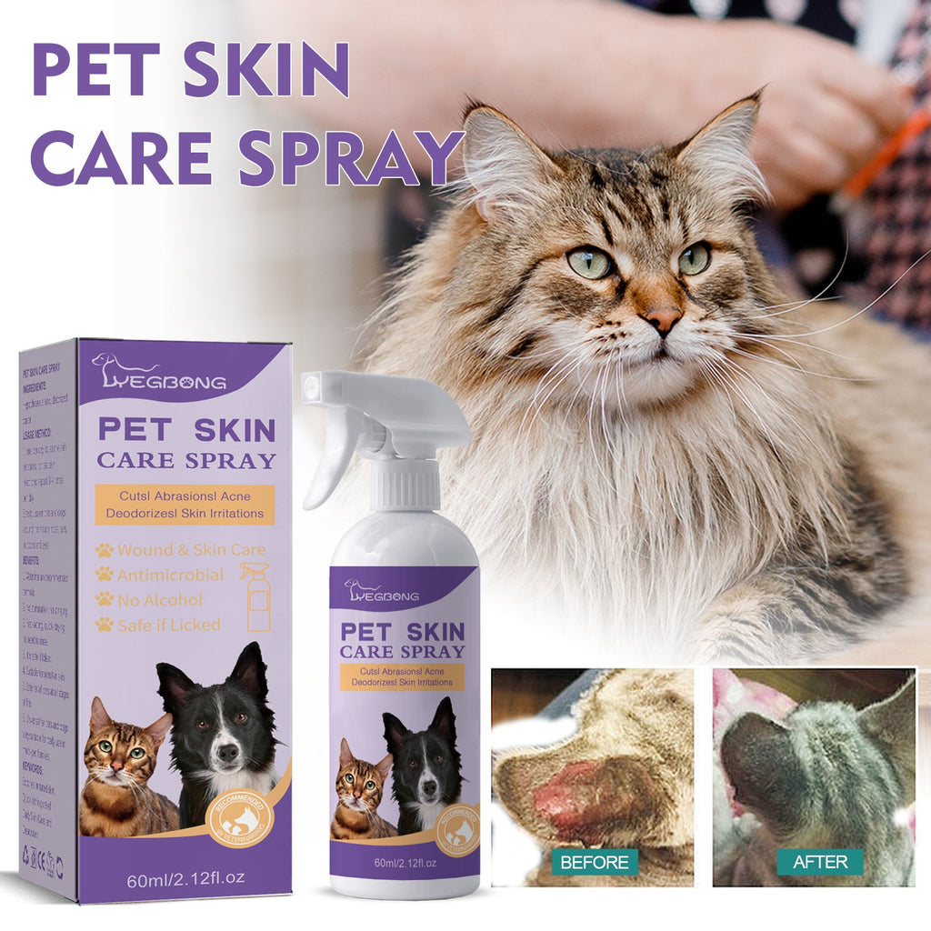 Pet Skin Relief Spray, Relieves Dog And Cat Skin Itchiness Eliminates Mites Cleaning Care Spray