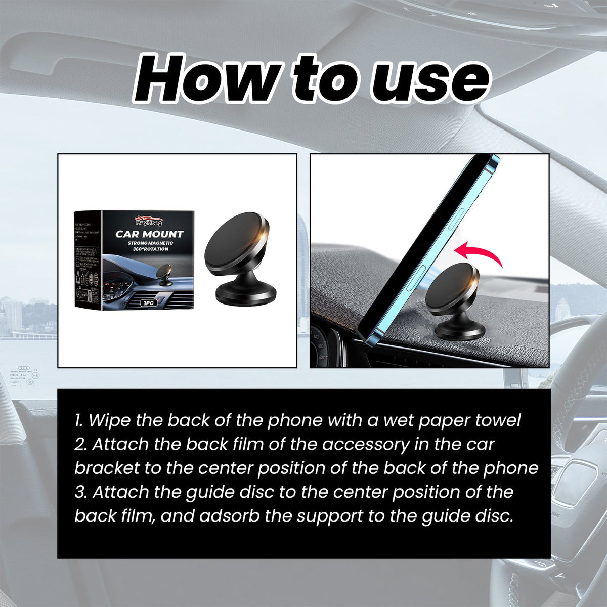 Car Stand New Magnetic Folding Mobile Phone Stand For Rotating Dashboard Navigation For Cars
