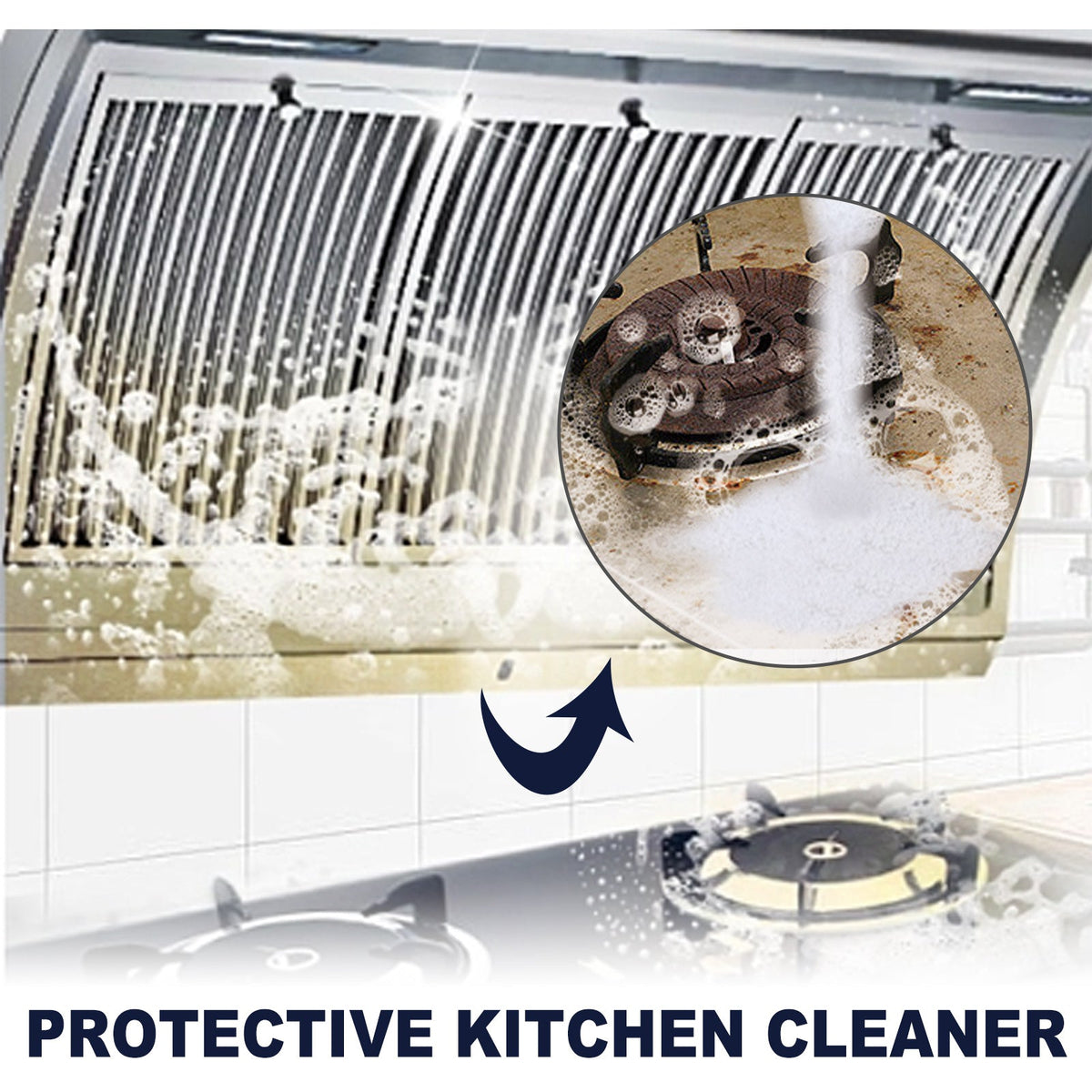 Kitchen Cleaning Detergent Powder, Stove Hood Kitchen Utensils Heavy Oil Cleaning Decontamination Detergent