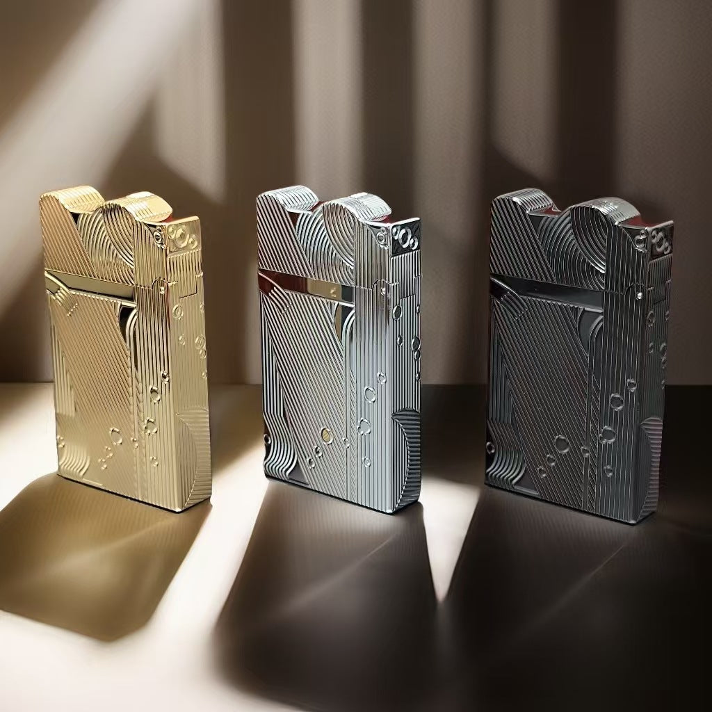 Gold Sleep Mermaid Pattern Vintage Lighter Cigarette Smoking Kerosene Lighters Classic Sound Metal Lighters Fire Men