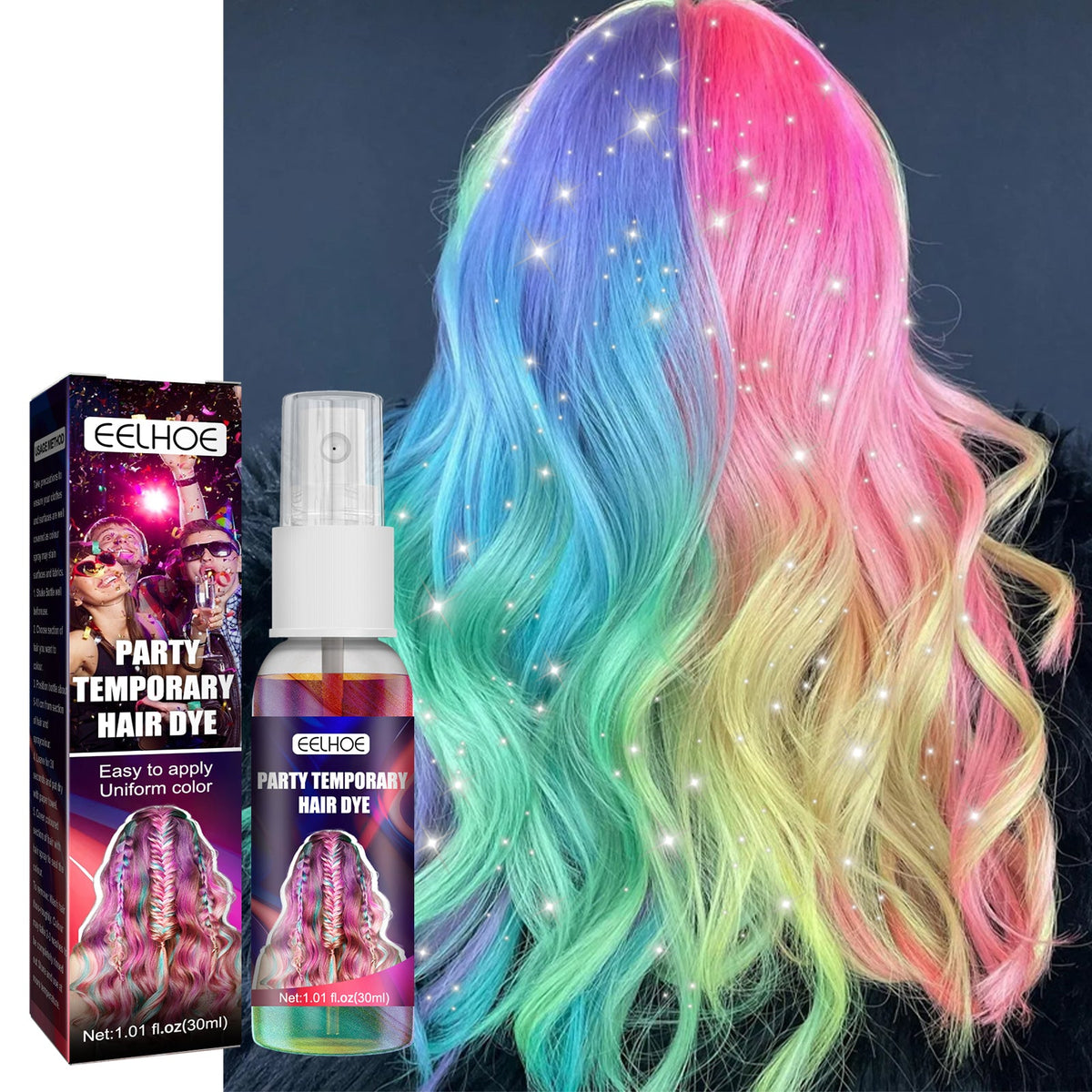 Party Temporary Hair Dye, Disposable Party Glitter Hair Color Fast And Easy Color Without Damaging Hair