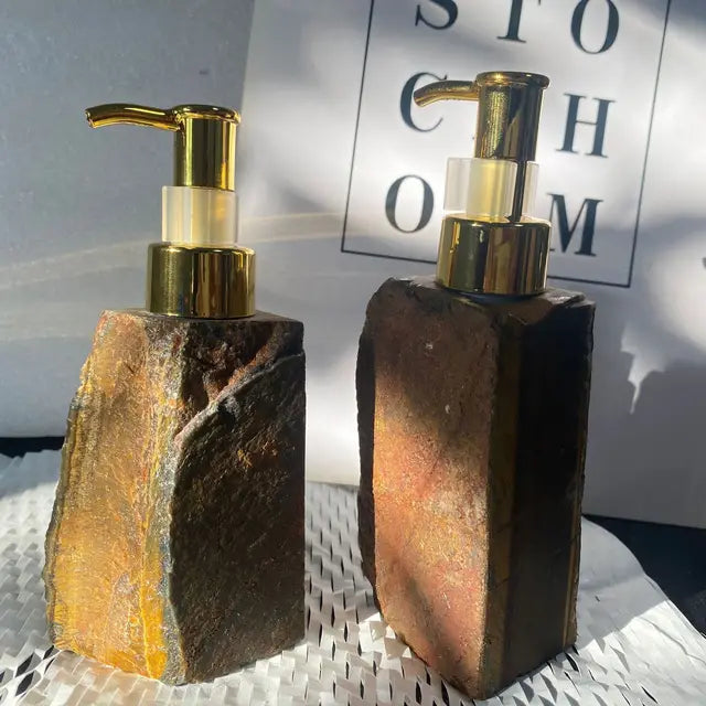 1 PCS Natural Pink Crystal Stone Press Bottle Dispenser 30ml Liquid Dispenser Shower Gel  Wash Light Luxury Bathroom Accessory - V.I.P Digital Presence