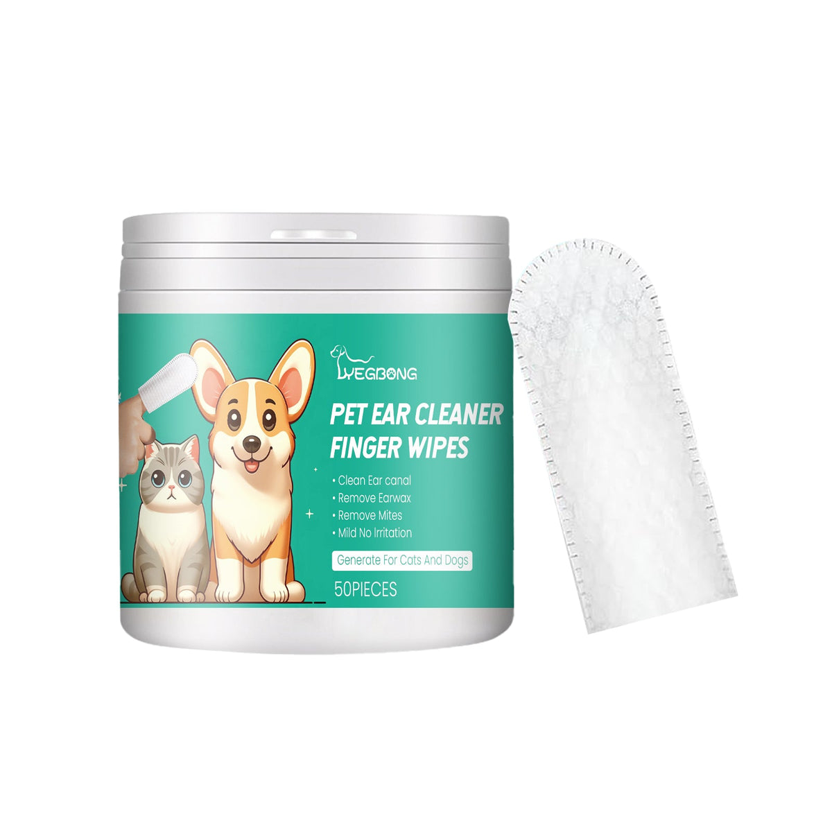 Pet Ear Cleaner Finger Wipes, Gently Clean Pet Ear Mites Ear Dirt Eye Dirt Feet Deodorize To Remove Odor