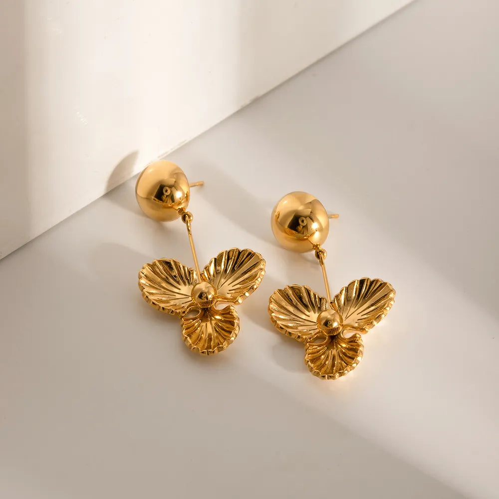 Stainless Steel Flower Dangle Earrings - V.I.P Digital Presence