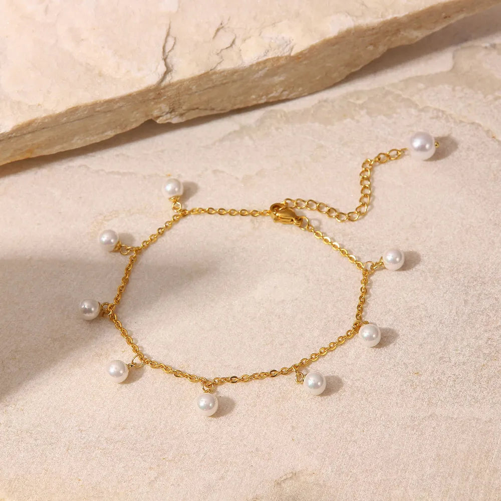 Pearl 18K Gold-Plated Charm Anklet - V.I.P Digital Presence