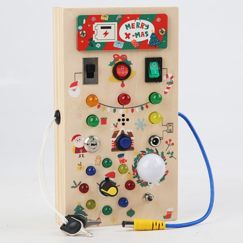 Montessori Busy Board Sensory Toys Wooden with LED Light Switch Control Board Travel Activities Kids Games for 2-4 Years Old - V.I.P Digital Presence
