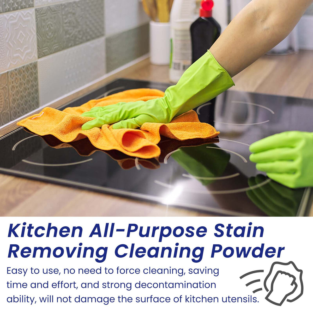Kitchen All-Purpose Stain Removing Cleaning Powder, Kitchen Stove Oil Cleaning Utensils Rust Removal Stains Dirt Cleaning Agent