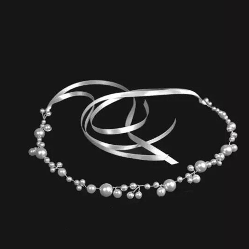 Bride Wedding Hair Accessories Simple Pearl Soft Chain Headband - V.I.P Digital Presence