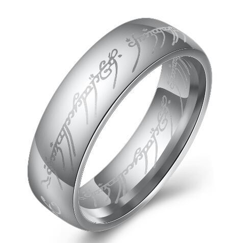 European and American movie peripheral laser Arabic font ring The Lord of the Rings stainless steel 6MM ring personality - V.I.P Digital Presence