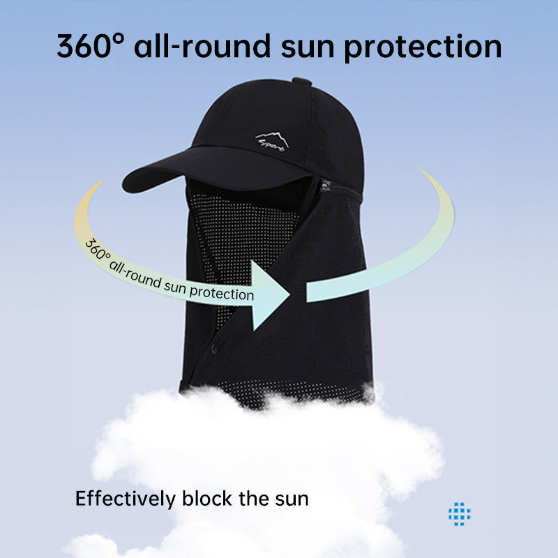 1pc Summer Baseball Cap with Detachable 360° Neck Sun Flap. For men, hiking, fishing, outdoor.