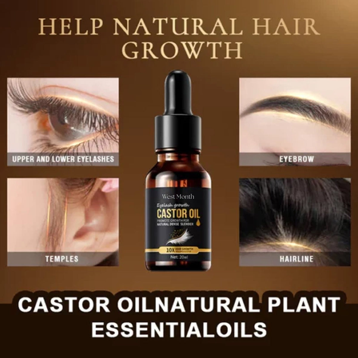 Castor Oil Mascara, Thickening & Moisturizing Natural Long Jet Black Curling Mild Mascara