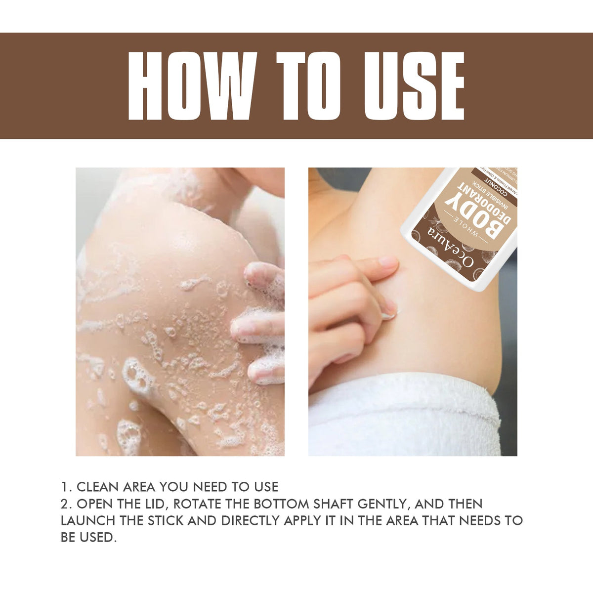 Whole Body Deodorant, Clean Armpit Sweat Odor Mild Refreshing Deodorant Stick