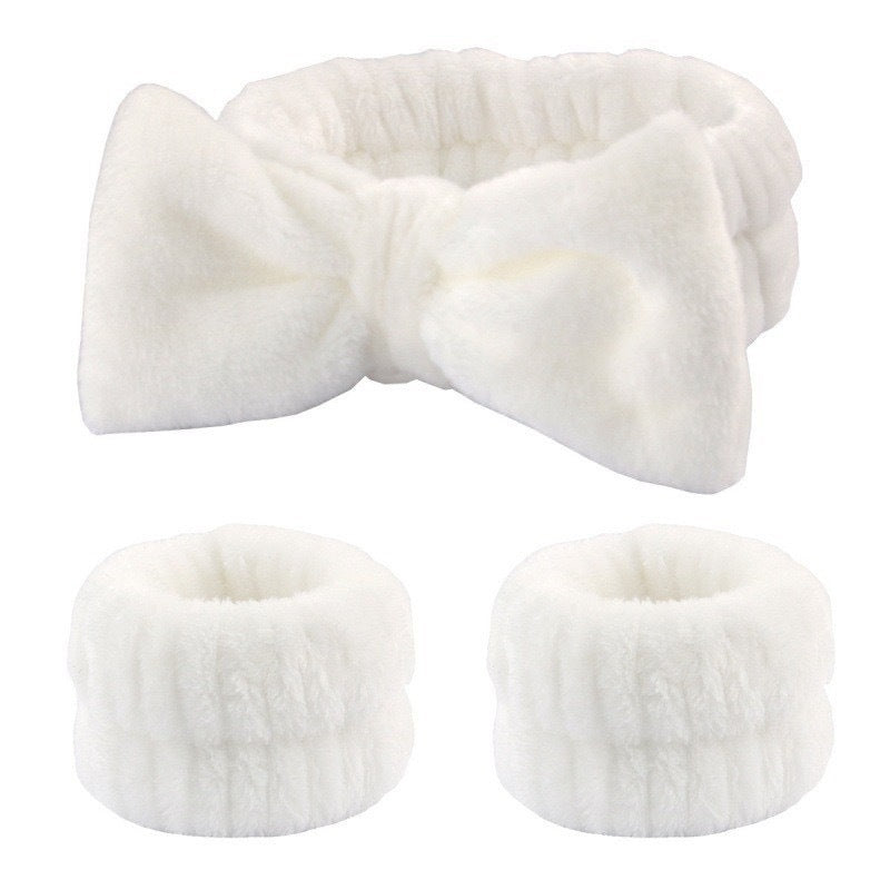 Wash face headband waterproof wrist strap set butterfly bow simple headband wrist 3-piece set - V.I.P Digital Presence