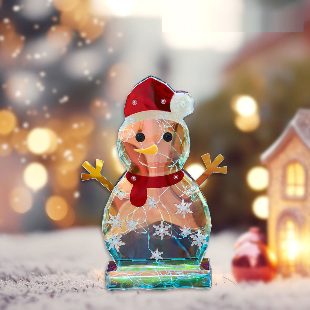 Christmas Colorful Glowing Snowman Ornament Flat Snowman Desktop Plug in Night Light