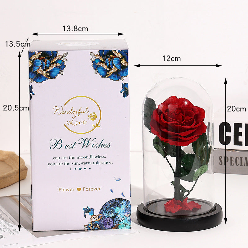 Christmas Valentine's Day Creative Gift Gift for Girlfriend Glass Cover Eternal Flower Gift Box Eternal Rose Gift Ornament - V.I.P Digital Presence