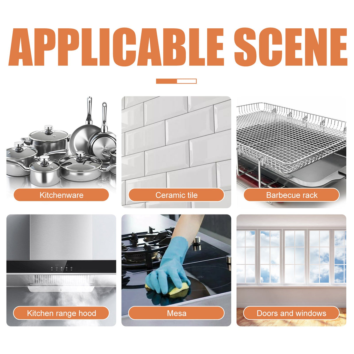Multi-Purpose Kitchen Cleaner, Kitchen Stove Range Hood Stainless Steel Cooker Grease Cleaner